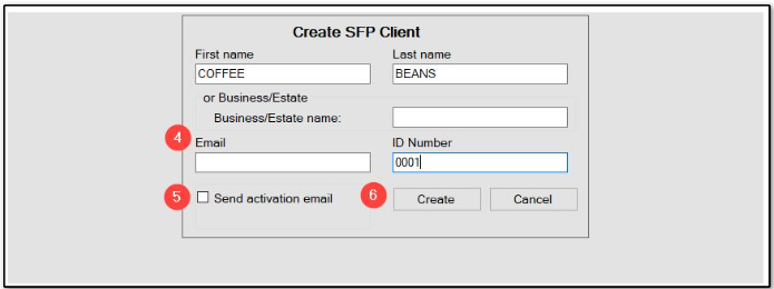 complete information for SFP client screen